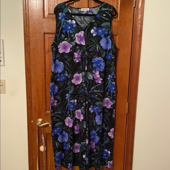 Stan Herman Casual Black and Purple Sleeveless Maxi Sundress Size 1XL - Picture 1 of 9